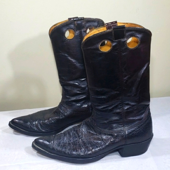 Nocona Cowboy Boots Vintage 1980s Dark Chocolate Tall Women's Size 12 1/2 R - Picture 4 of 16